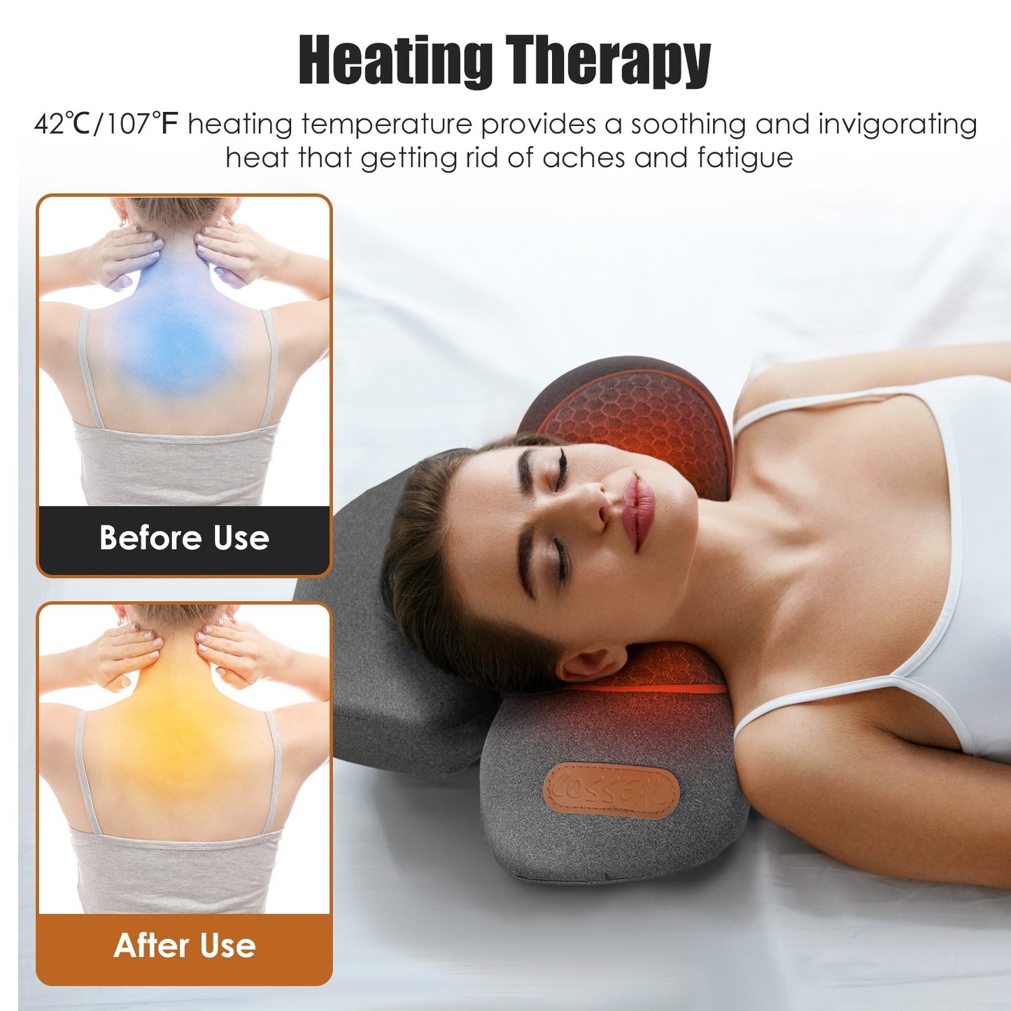 1 Set 3 In 1 Neck Massager Pillow With Vibration Heating Airbag Stretching Memory Foam Fillings Ergonomic Massager With Portable Storage Bag Eye Mask