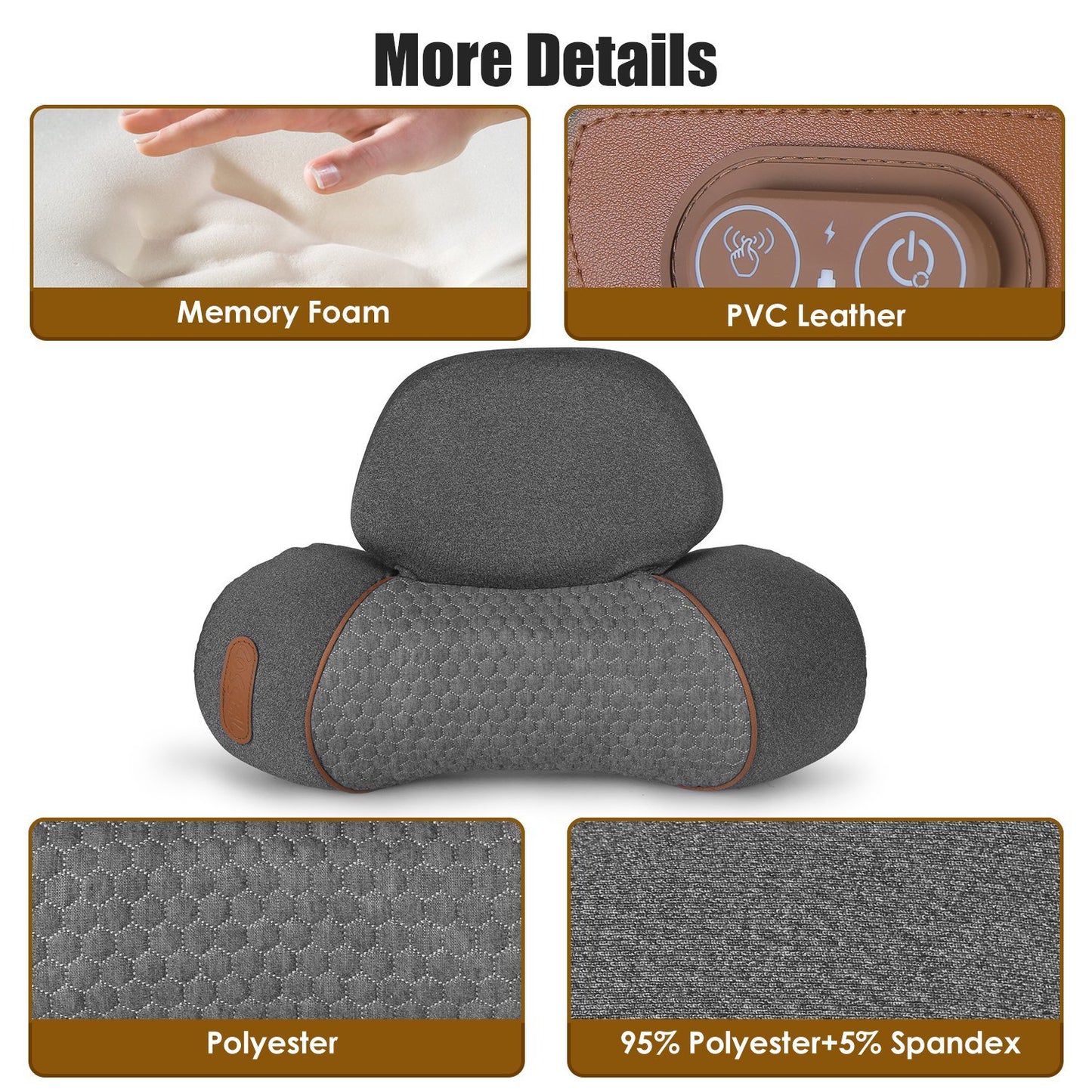 1 Set 3 In 1 Neck Massager Pillow With Vibration Heating Airbag Stretching Memory Foam Fillings Ergonomic Massager With Portable Storage Bag Eye Mask