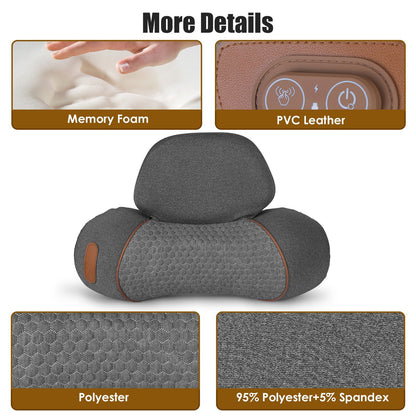 1 Set 3 In 1 Neck Massager Pillow With Vibration Heating Airbag Stretching Memory Foam Fillings Ergonomic Massager With Portable Storage Bag Eye Mask