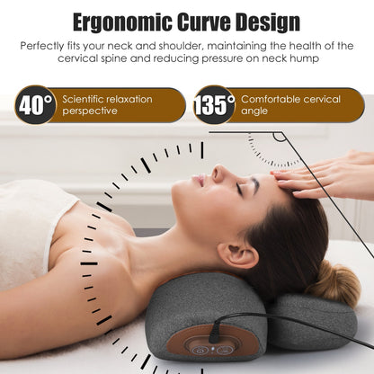 1 Set 3 In 1 Neck Massager Pillow With Vibration Heating Airbag Stretching Memory Foam Fillings Ergonomic Massager With Portable Storage Bag Eye Mask